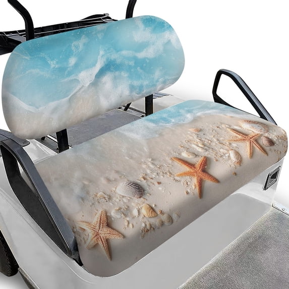 Pzuqiu 2-Piece Beach Starfish Golf Cart Seat Cover Set - Breathable Washable Universal Fit for 2-Seater Golf Carts