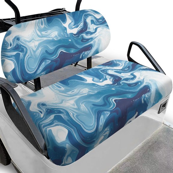 Pzuqiu 2-Piece Blue Marble Golf Cart Seat Covers - Breathable Washable Universal Fit for Most 2-Seater Golf Carts, Stylish Protective Accessory