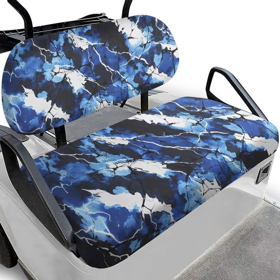 Pzuqiu 2-Piece Blue Thunderstorm Golf Cart Seat Covers - Breathable Washable Protective Set for Most 2-Seater Golf Carts