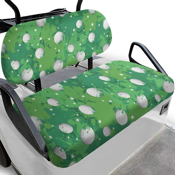 Pzuqiu 2-Piece Golf Ball Star Golf Cart Seat Covers - Breathable Washable Protector Set for 2-Seater Carts