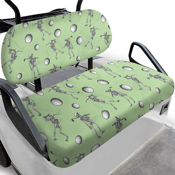 Pzuqiu 2-Piece Golfing Skeleton Golf Cart Seat Covers - Breathable Washable Protective Set for Most 2-Seater Golf Carts