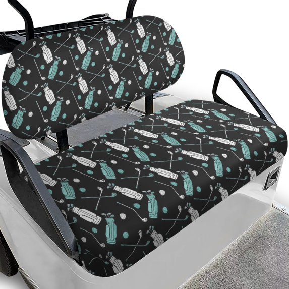 Pzuqiu 2-Piece Universal Golf Equipment Pattern Golf Cart Seat Covers | Breathable Washable Protection for Most 2-Seater Golf Carts