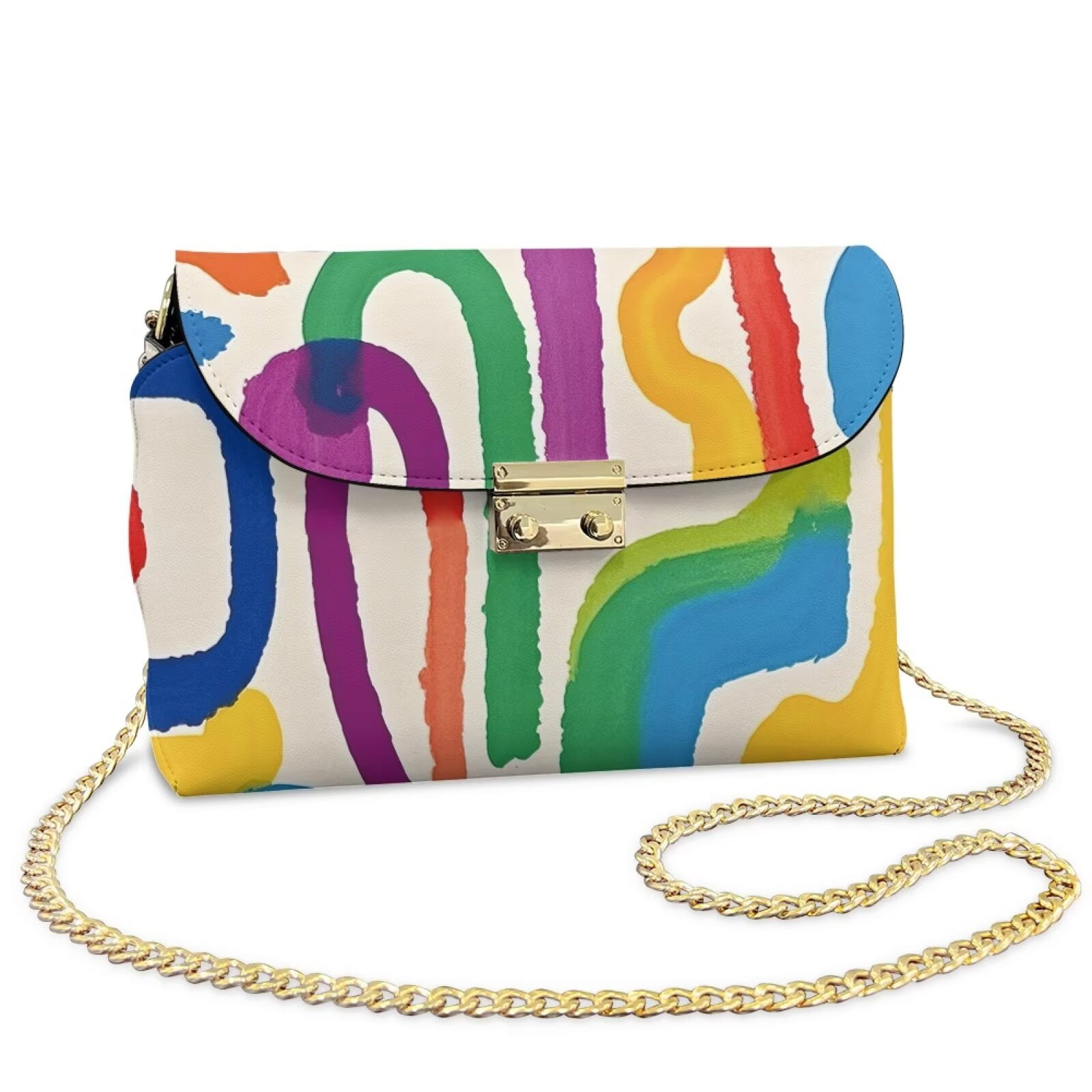 Pzuqiu Abstract Geometrics Crossbody Bags Leather Woman Craftsmanship Versatile Quilted Leather Crossbody Bags for Women with Chain Strap Trendy Gifts for Women