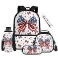 thumbnail image 1 of Pzuqiu American Flag Bow Backpack for Girls 6-8 with Lunch Box, Water Bottle Sleeve, Pencil Case & Keychain, 5-Piece Set Kawaii 17 Inch Large Capacity Bookbag for Back to School Supplies, 1 of 6