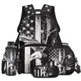 thumbnail image 1 of Pzuqiu American Flag Eagle School Backpack for Boys Kids Backpacks for Boys Backpack Lunch Box with Pencil Bag Water Bottle Holder, 17 Inch Travel Daypack Camping School Bag 4pcs, 1 of 7