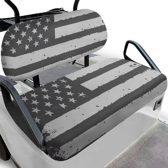Pzuqiu American Flag Golf Cart Front Seat Covers Gray Golf Cart Seat Towel Blanket Fit for EZGO Club Car and More 2 Person Seats Golf Carts Stretchable Comfortable Easy Install and Clean
