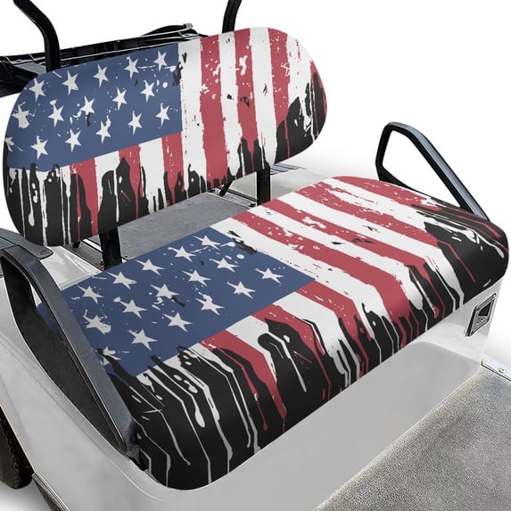 Pzuqiu American Flag Pattern Golf Cart Seat Covers Seat Kit Lightweight, for Outdoor, Golf Cart Bench Seat Covers, Compatible with Ezgo Ezgo Golf Cart