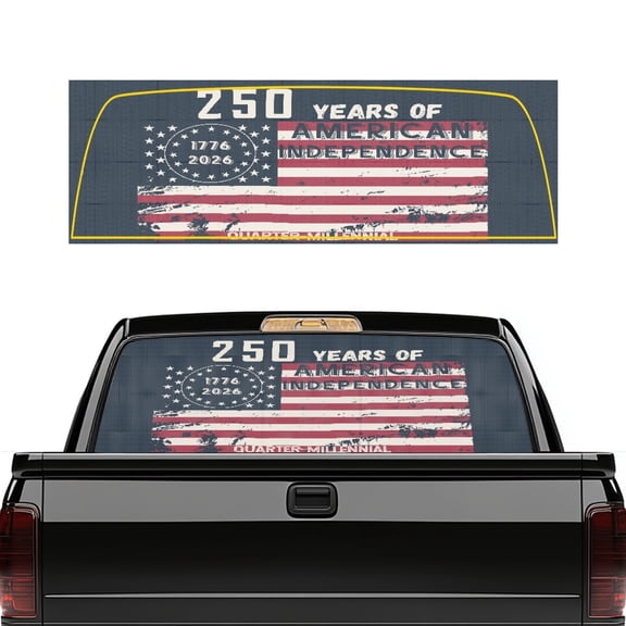 Pzuqiu American Flag Trucks Rear Window Decal for Most Pickup Trucks, Vinyl Non-Deformable Car Rear Windshield Sunshade with Sun Protection