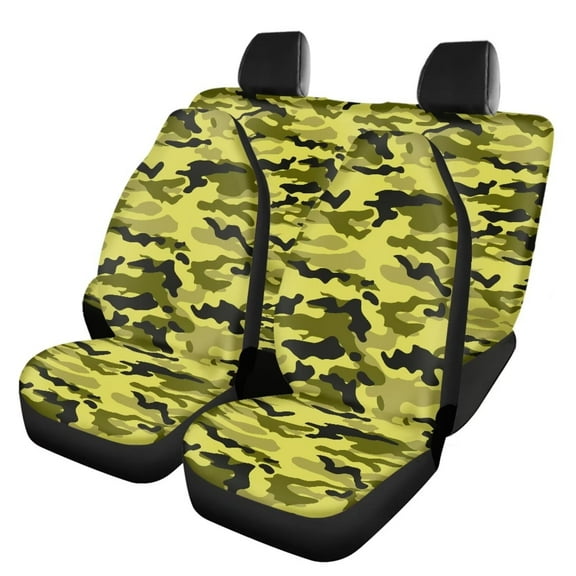 Pzuqiu Army Green Car Seat Covers Set Light Car Accessories Set Front and Rear Seat Cover Set for Comfortable Driving Car Seat Cushion Print Universal Fit for Most Cars Trucks Van,Green