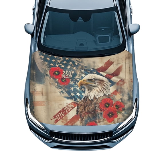 Pzuqiu Auto Decorative Accessories Elastic Fabric, Car Hood Cover Stretch Fabric UV Resistant Easy to Install Car Engine Hood Cover for Sedans