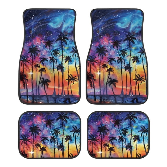 Pzuqiu Auto Floor Liners Anti-slip Anti-slip Backing Car Floor Mats Knitted Fabric All Weather Protection Auto Accessories, Fit for Truck SUV Van, Palm trees