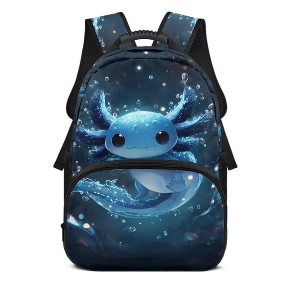 Pzuqiu Axolotl Print 17 Inch Kids School Backpack for Boys Girls Ages 6-18 Elementary Students Adjustable Padded Straps Large Capacity Backpack for Back to School Daily Travel