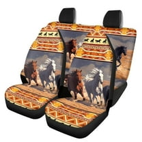 Pzuqiu Aztec Horse Car Seat Covers Full Set, Automotive Seat Covers Accessories Breathable Front Car Seat Cover Pack of 4 Car Seat Protector Cushion Pad Mat Easy to Install