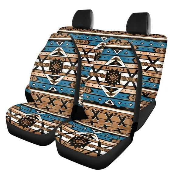 Pzuqiu Aztec Style Car Seat Cover Car Easy to Install Seat Cover Full Set Breathable Decor Accessories Full Wrapping Edge Seat Covers Elegance Print for Cars Truck Universal Fit Set, Ethnological