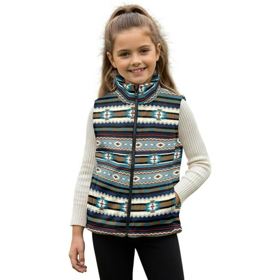Pzuqiu Aztec Tribal Boy Outerwear Vest Size 11-12 Casual Clothes for Boys Comfortable Wind Proof Zipper Winter Sleeveless Jacket with Pockets Warm Fashion for Everyday Wear