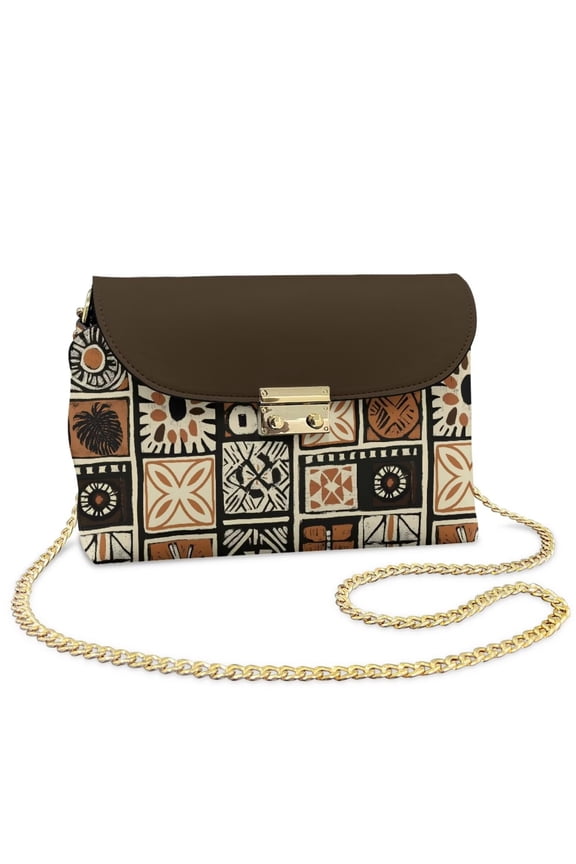 Aztec Women Leather Crossbody Bag Vintage Functional Leather Quilted Shoulder Bag with Chain Strap Soft Fashion Versatile for Party and Special Occasions