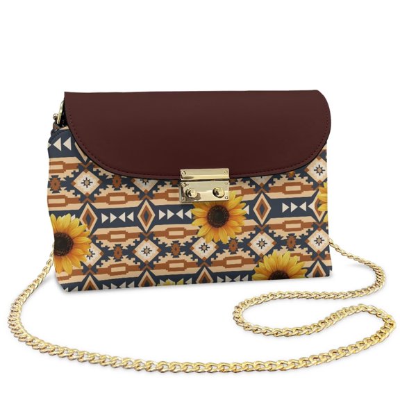 Pzuqiu Aztec Women Leather Crossbody Handbags Metal Chain Strap Soft Functional Quilted Crossbody Purse for Women Trendy Exquisite Fashion for Daily Life Shopping