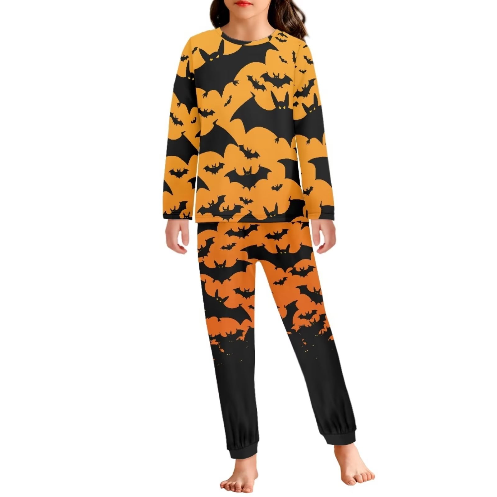 Pzuqiu Bats Print Trendy Pajamas for Teen Girls and Boys 1314Y PJ Set