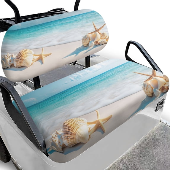 Pzuqiu Beach Shell Sky Golf Seat Cover Soft, Easy Installation Golf Cart Seat Covers Fit for Golf Cart Bench Seat