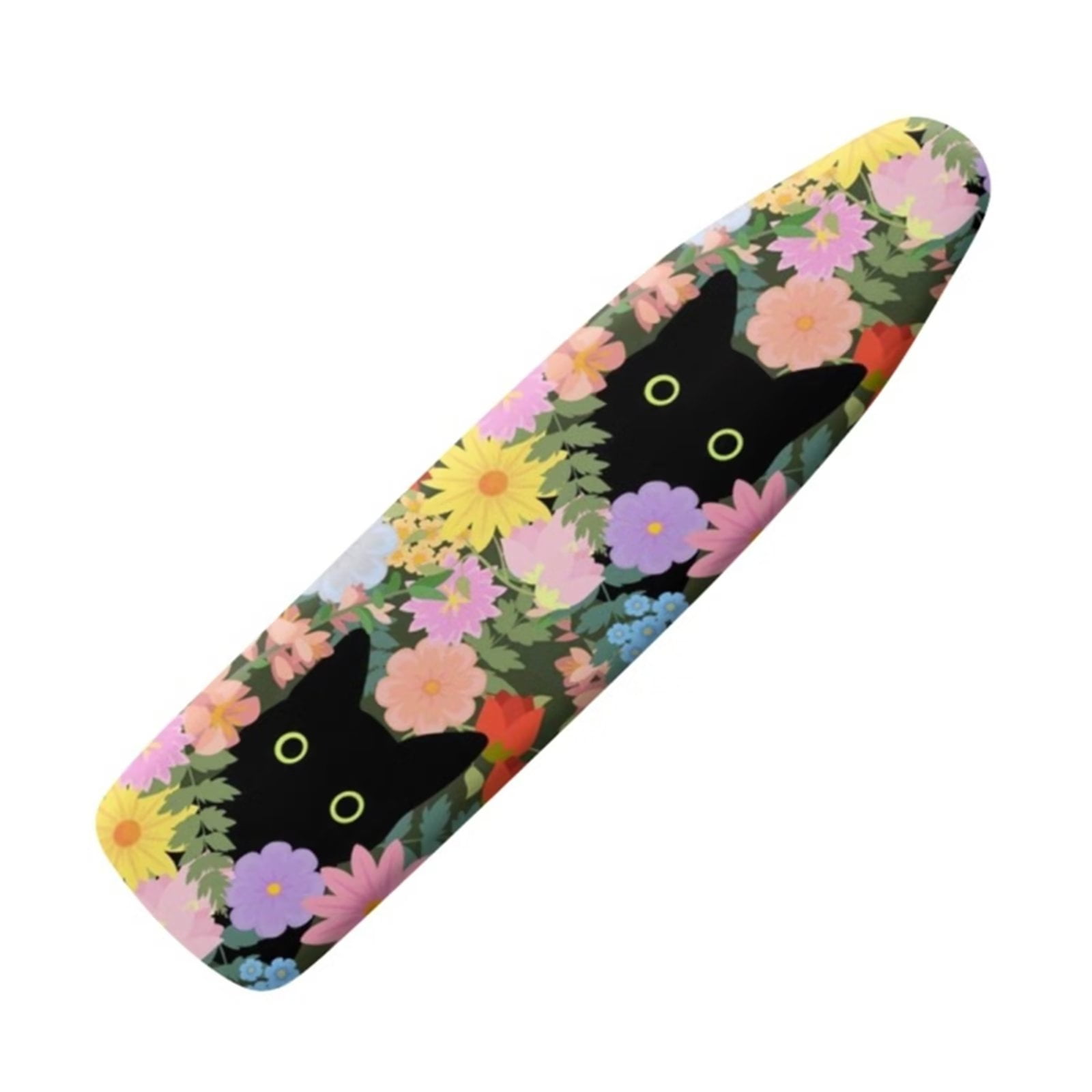 Pzuqiu Black Cat Ironing Board Cover and Pad 15x54 Ironing Board Replacement Cover, Flowers Heat