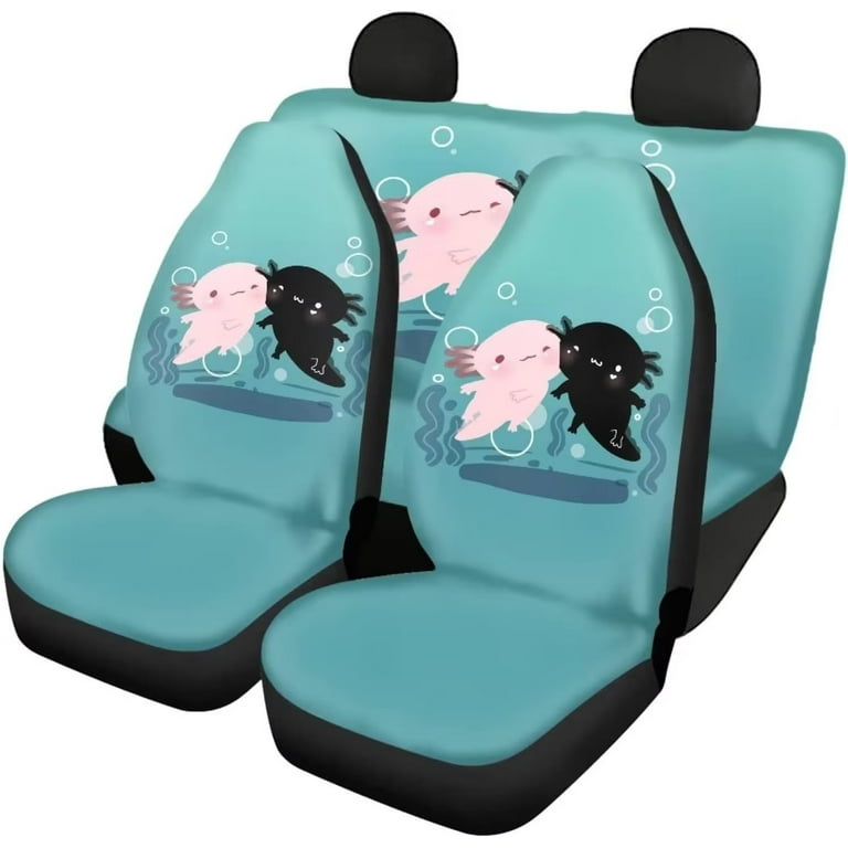 Pzuqiu Blue Axolotl Car Seat Covers for Travel Universal Size Fit for Most Cars SUVs Trucks Elastic Fabric Full Set Front Back 4pcs Sun Protect Auto