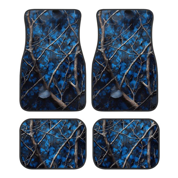 Pzuqiu Blue Camo Tree Pattern Car Floor Mats Non Slip Car Mats, Car Accessories Anti-slip Automotive Floor Mats Fit for SUV Van Trucks
