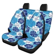 Pzuqiu Blue Hibiscus Front and Back Seat Protector 3 PCS Seat Protectors Breathable Non-Slip Suitable for Cars Trucks
