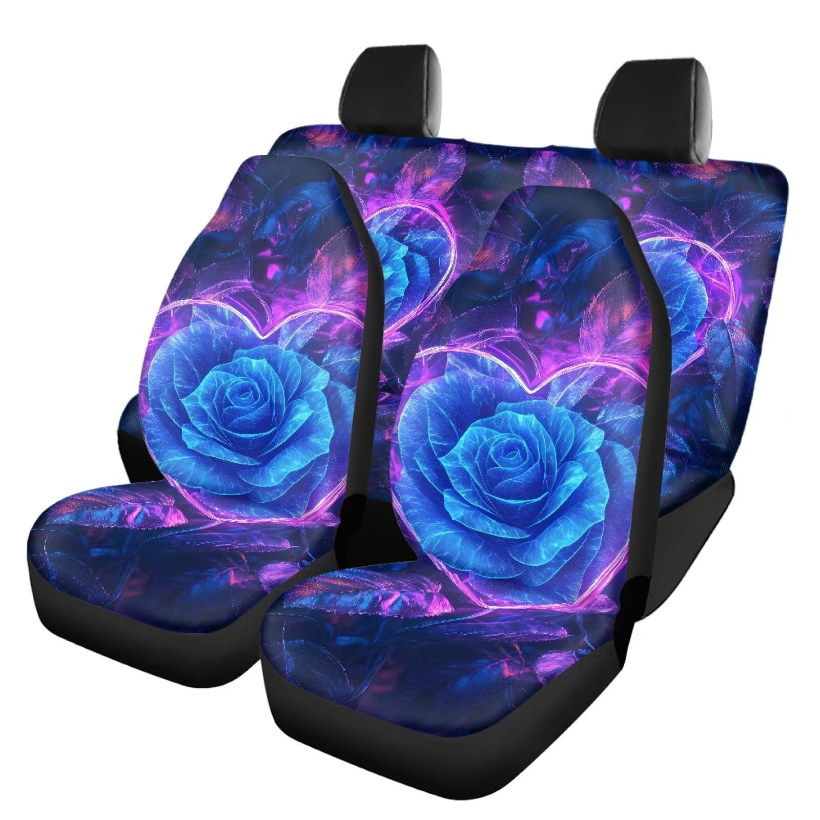 Pzuqiu Blue Roses Automotive Seat Covers Lightweight Vehicle Cushion Protectors Interior Accessories Easy to Install Polyester Car Seat Protectors Universal Fit Most Cars Sedans Trucks