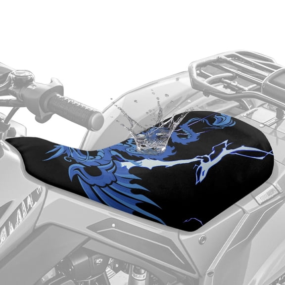 Pzuqiu Blue Thunder Dragon Quad Bike Saddle Protector, All Weather Protection Washable ATV Seat Cushion Protector Breathable for Arctic Cat Can-Am Sportsman Honda