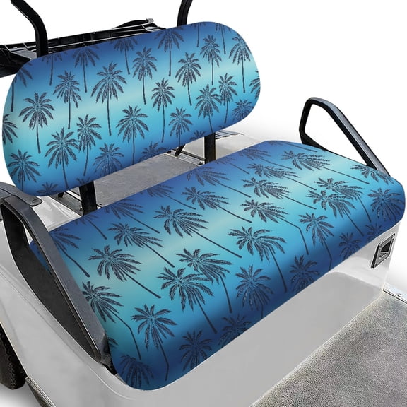 Pzuqiu Blue Tropical Palm Tree 2 Piece Golf Cart Seat Covers - Breathable Washable Protective Set for Most 2-Seater Golf Carts