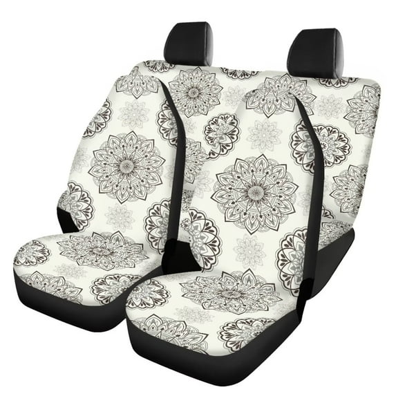 Pzuqiu Boho Mandala Car Seat Covers Sets 4Pcs Front Seat Protector Carseat Rear Split Bench Cover Universal Vehicle Seat Protector Fit Most Car, Truck, Suv, or Van