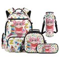 thumbnail image 1 of Pzuqiu Book Reading Axolotl 4 Piece School Backpack Set 17 Inch for Girls Middle School Students with Lunch Bag Pencil Case Large Capacity Schoolbag with Breathable Shoulder Straps for Back to School, 1 of 7