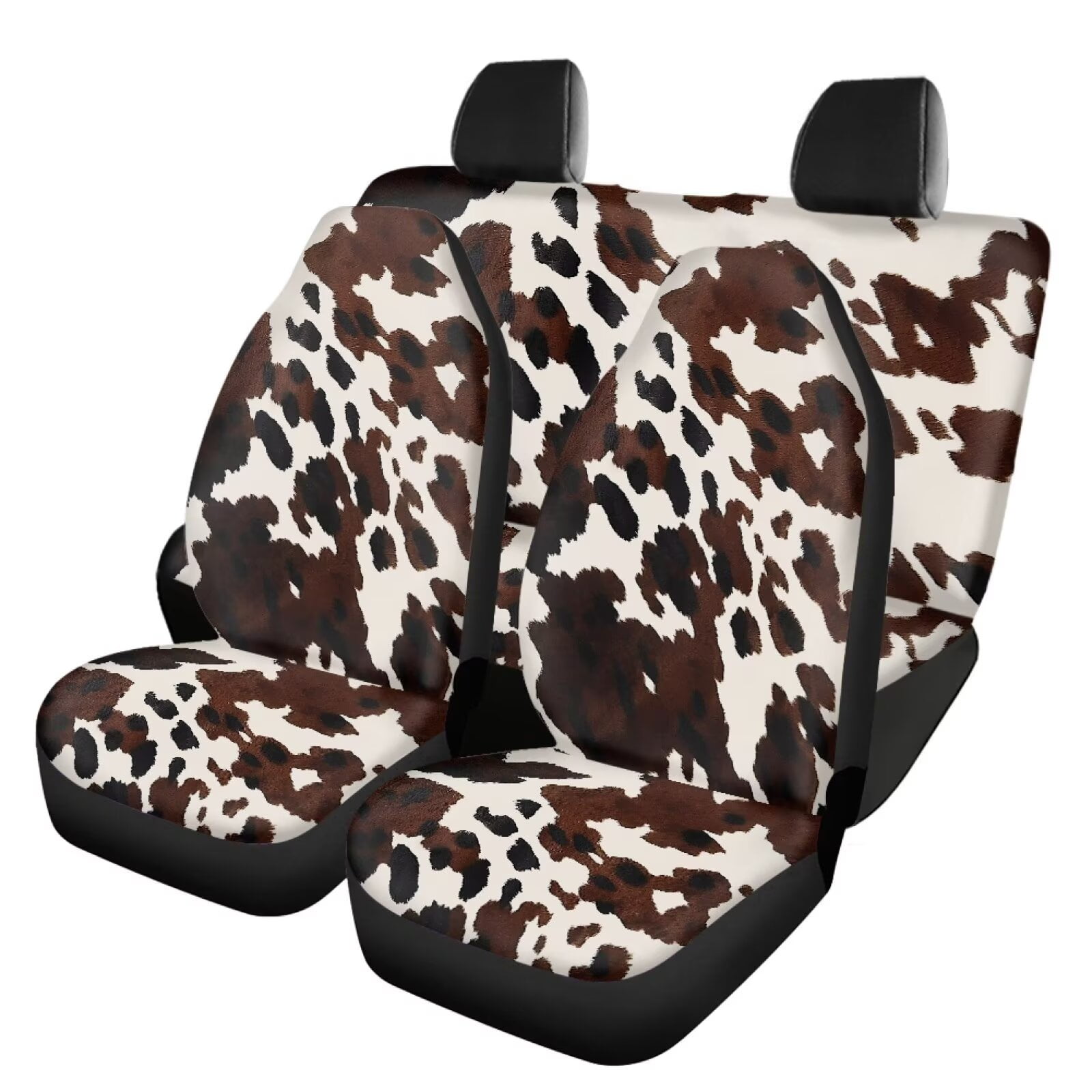 Pzuqiu Brown Cow Car Seat Covers Full Set Lightweight Front and Rear Seat Cover Set Breathable Car Seat Covers Front Seats Back Seats Easy to Install Universal Fit Most Cars Sedans Trucks