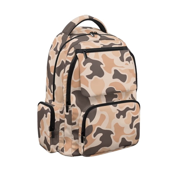 Pzuqiu Brown Duck Camo Teen Girls Backpack 17 Inch Kids Backpacks Portable School Bookbags with Adjustable Shoulder Strap Soft Travel Ruckpack Lightweight Laptop Daypack