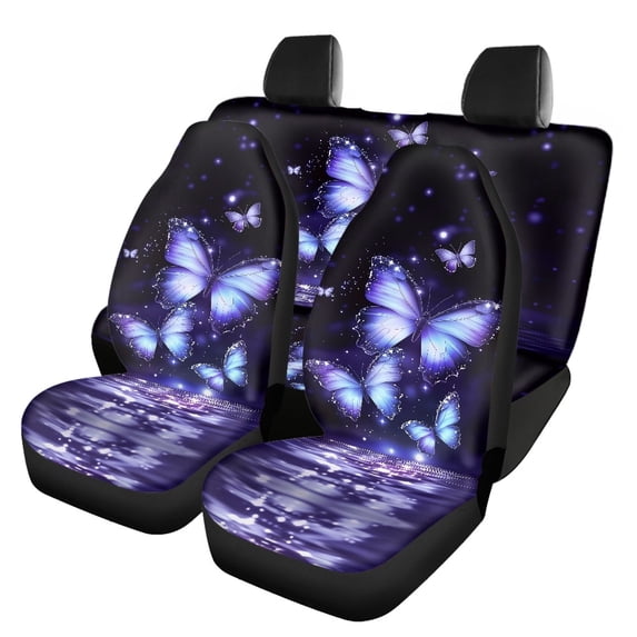Pzuqiu Butterflies Car Seat Covers Full Set Breathable Front and Rear Seat Cover Set, Soft Interior Decor Compatible with Trucks Cars most Cars
