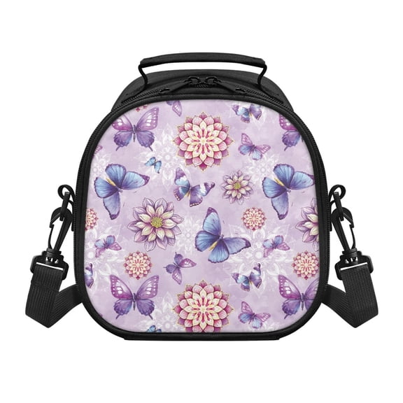 Pzuqiu Butterfly Datura Flower Practical Kids Insulated Lunch Bag, Reusable Large Capacity Kids Lunch Bag, Lightweight Children Lunch Tote