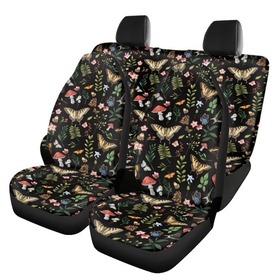 Pzuqiu Butterfly Leaf Pattern Breathable Car Seat Covers, Easy to Install Full Set Fit for Cars