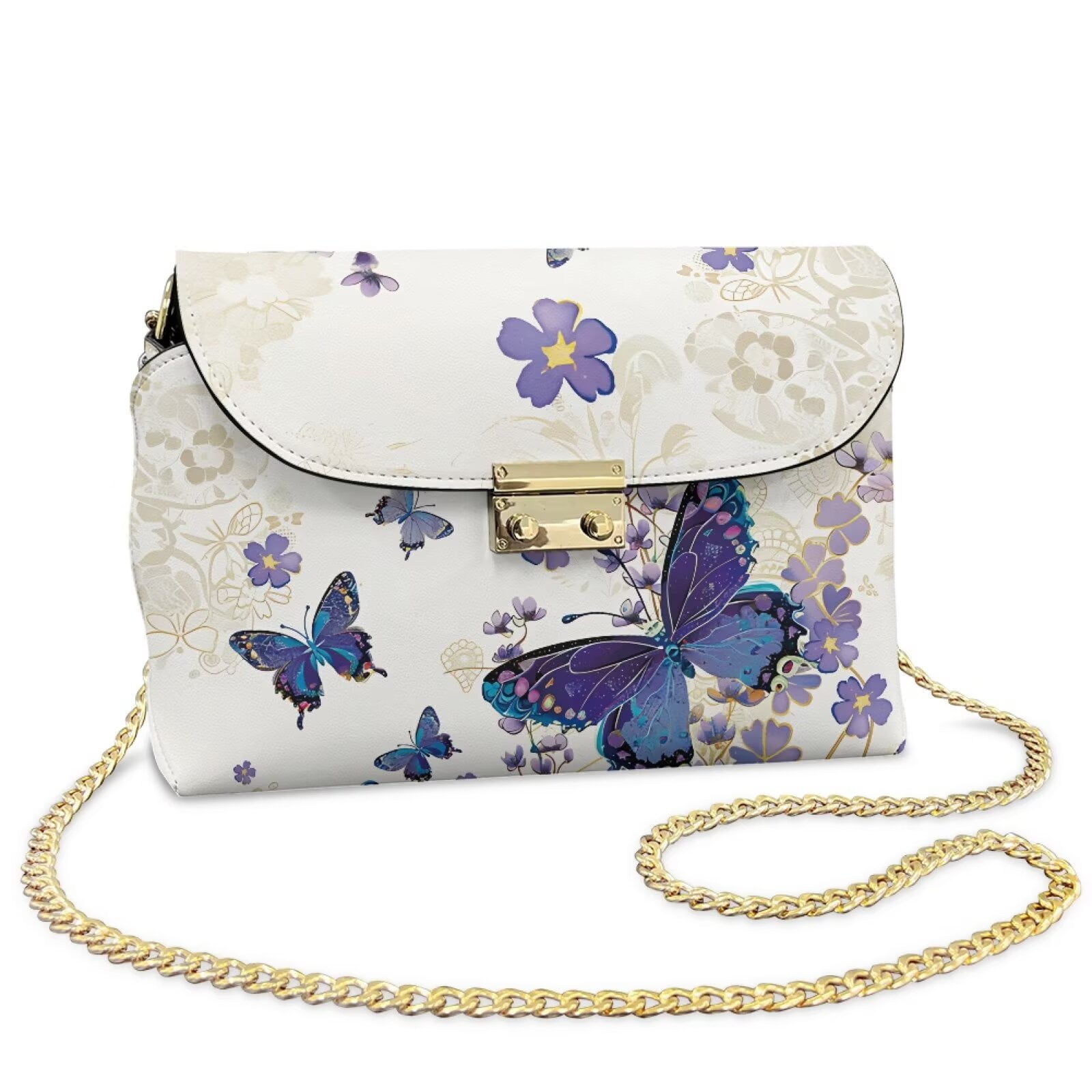 Pzuqiu Butterfly Leather Cross Body Bag Lightness Exquisite Women Crossbody Bag with Chain Strap Trendy Minimalist Small Leather Crossbody Bags for Women for Daily Use