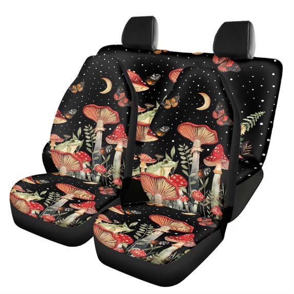 Pzuqiu Butterfly Mushroom Design Car Seat Covers Full Set Breathable, Comfortable Driving, Suitable for Car Seats, Fit for Cars