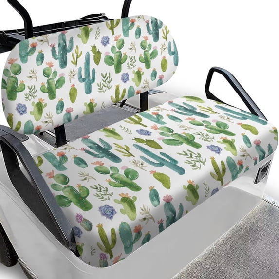 Pzuqiu Cactus Golf Cart Front Seat Cover Kit Golf Cart Accessories Elastic Easy Install and Clean Golf Seat Cover for EZGO TXT RXV Club Car DS
