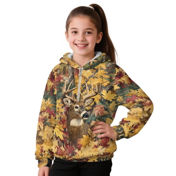 Pzuqiu Camo Hunting Deer Boys Sweaters Comfortable Warm Boys Sweatshirts Size 12-13 Stretchy Casual Hooded Sweatshirt Kids Soft Fall Outerwear Versatile for Daily Wear