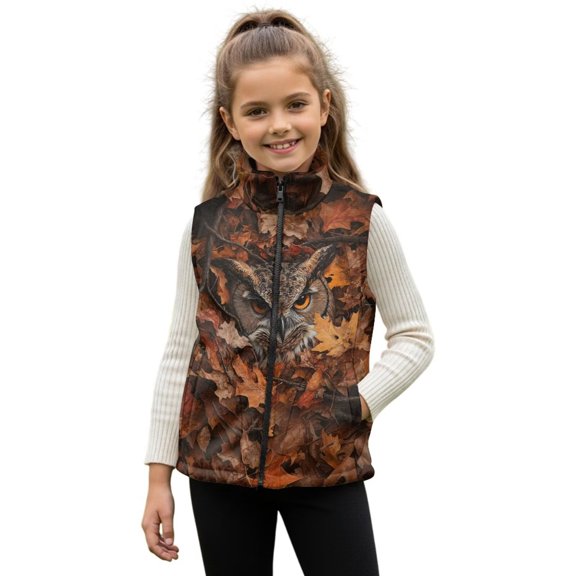 Pzuqiu Camo Hunting Owl Kids Outerwear Vest 4T Polyester Soft Zipper Winter Sleeveless Jacket with Pockets Warm Comfortable Fall Outerwear Versatile Casual Clothes for Boys