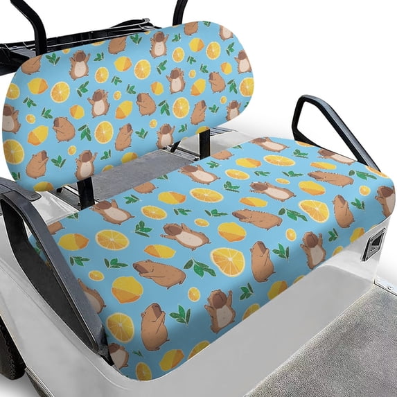 Pzuqiu Capybara Lemon 2-Piece Golf Cart Seat Covers Set - Breathable Washable Protective Cover For Golf Cart