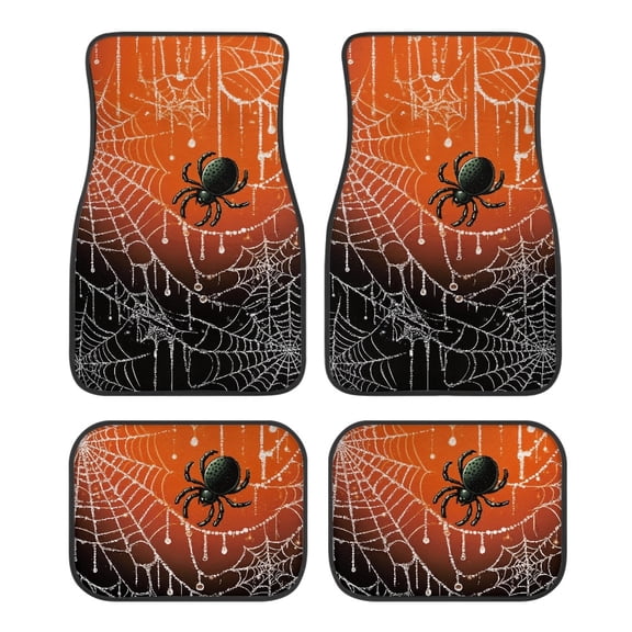 Pzuqiu Car Floor Mats Auto Accessories All Weather Car Mats Knitted Fabric Full Set Non-Slip, Fit for SUV Truck Sedans, Spider