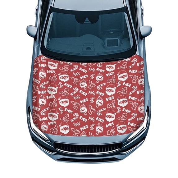 Pzuqiu Car Hood Cover Protector Automotive Accessories With Santa Snowman Print - Festive Decoration for All Vehicle Types