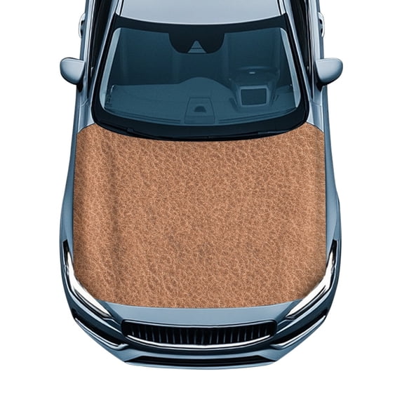 Pzuqiu Car Hood Cover Protector With Brown Leather Texture - Universal Automotive Accessories for All Vehicle Exterior Protection