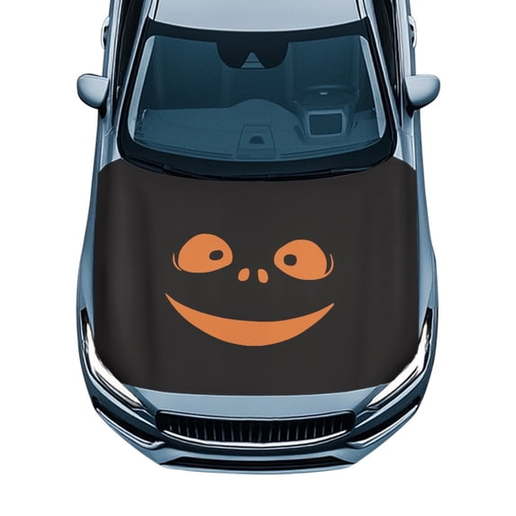 Pzuqiu Car Hood Cover Protector With Halloween Pumpkin Face - Universal Auto Exterior Accessory for Spooky Season Decor