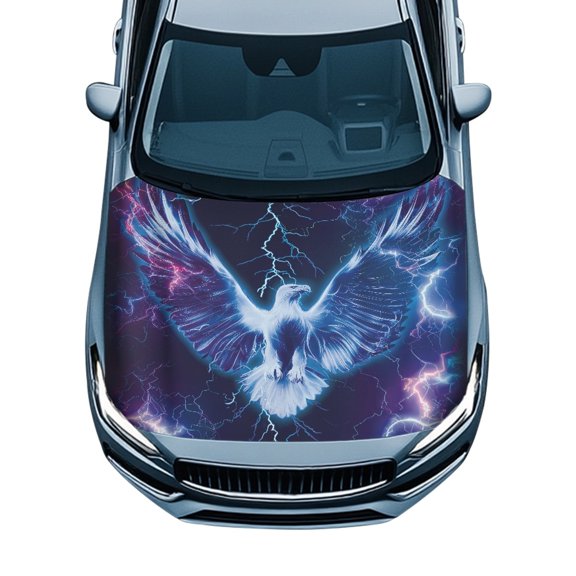 Pzuqiu Car Hood Cover Protector With Lightning Eagle Graphic - Universal Automotive Accessory for Exterior Decoration and Protection