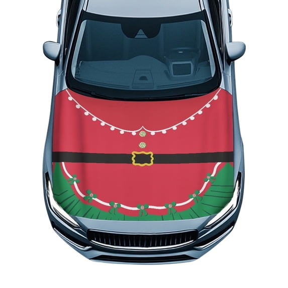 Pzuqiu Car Hood Cover Protector With Santa Claus Print - Christmas Automotive Decoration for All Vehicle Types