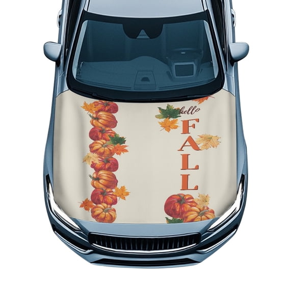 Pzuqiu Car Hood Cover featuring Hello Fall Pumpkins - All Season Weatherproof Protection for Trucks and SUVs